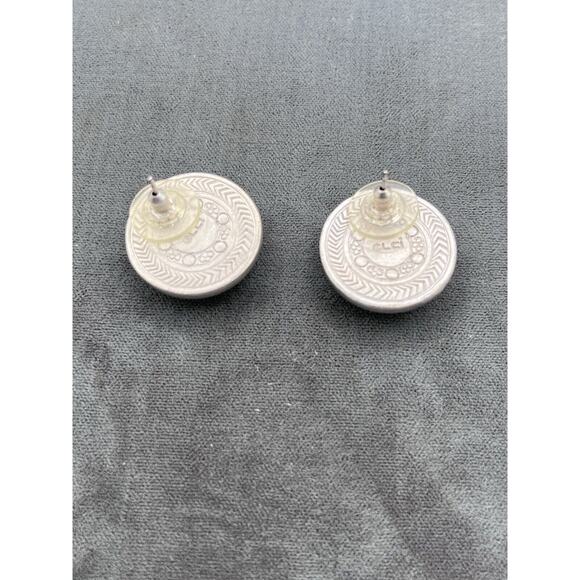 Liz Claiborne Marked Earrings Pierced White Matte Stones - Picture 3 of 4